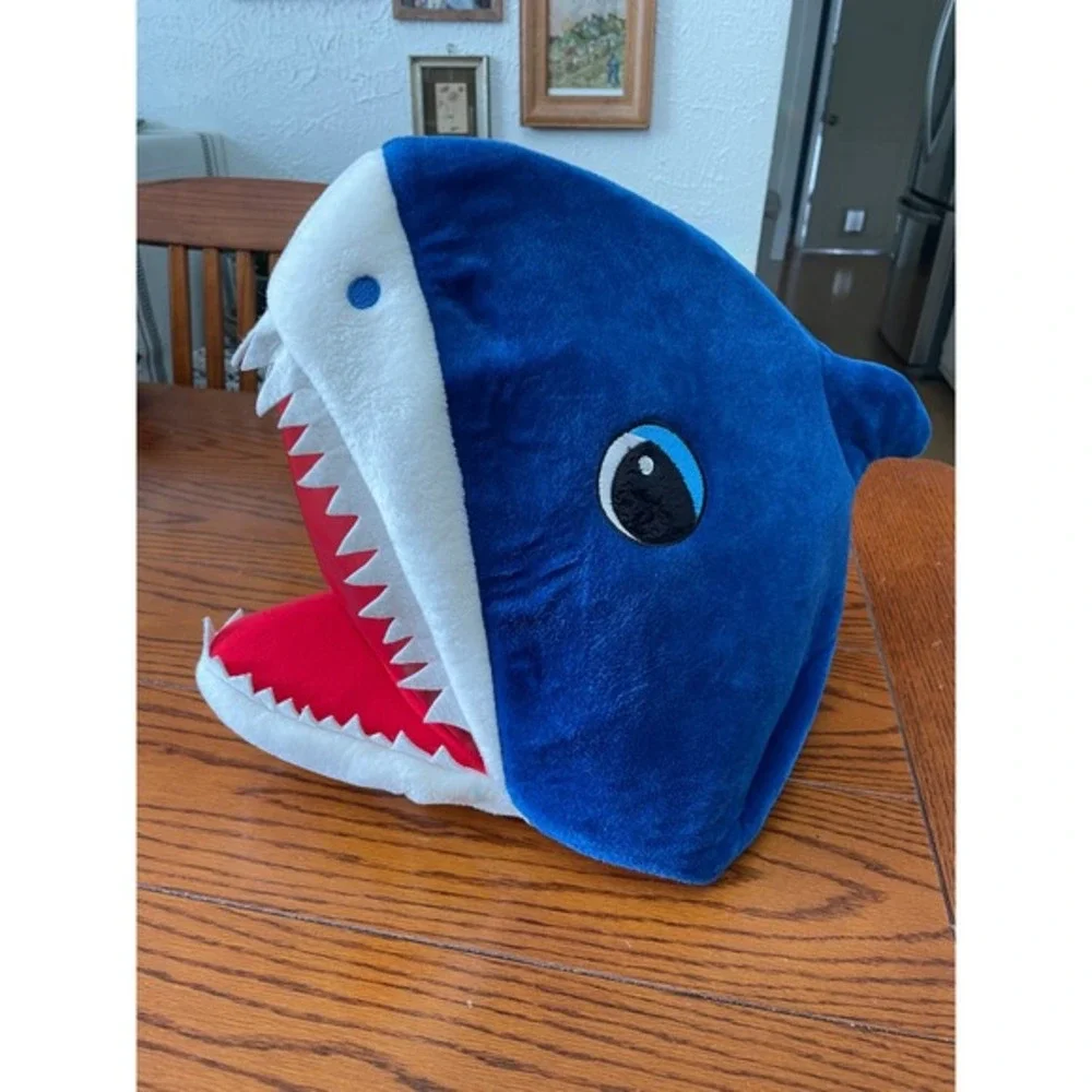 Plush Shark Head Mask Costume Novelty Cosplay‎ Funny Blue Marine Ocean Theme